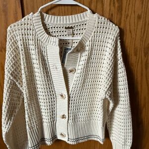 Marshalls Cream Open-Knit Button Cardigan